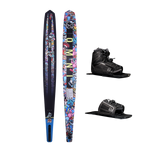 Top and base of the Future OMNI - Wacky Toons waterski's vibrant cartoon graphics, shown with Stance 110 Front Boot and RTP.