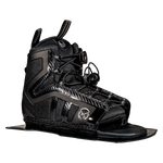 Angled view of Stance 130 Front waterski boot in black with a lace-up closure and reinforced side panels.