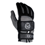 Front view of Pro Grip Glove in black and gray with HO logo and adjustable wrist strap.