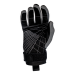 Palm view of the Pro Grip Glove showing black suede with white grip-enhancing stitching.