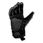 Angled palm view of Pro Grip Glove showing pre-curved fingers and reinforced stitching for grip.