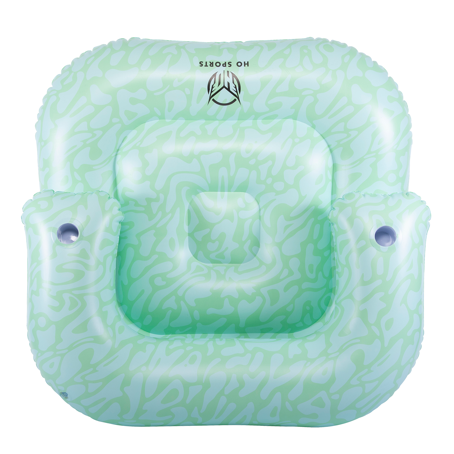 Top view of the inflatable Lay-Z Lounge float in light green with an abstract pattern and a built-in backrest.