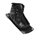 Top-angled view of Stance 130 Rear w/ ATOP boot in black with a lace-up closure, ATOP dial system, and reinforced structure.