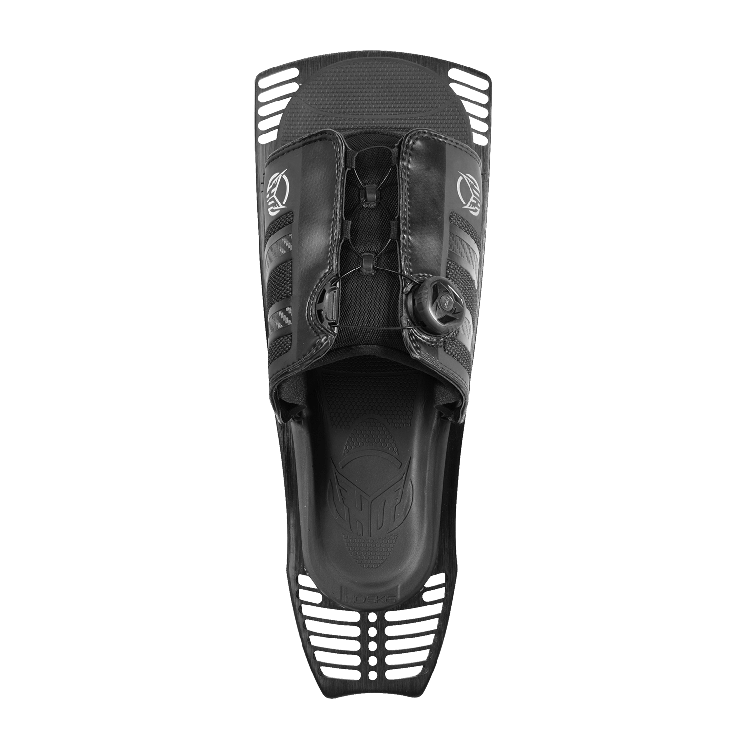 Top view of black Stance 130 ARTP w/ ATOP boot with dual ATOP dials, black mesh panels, and a ventilated black footbed.