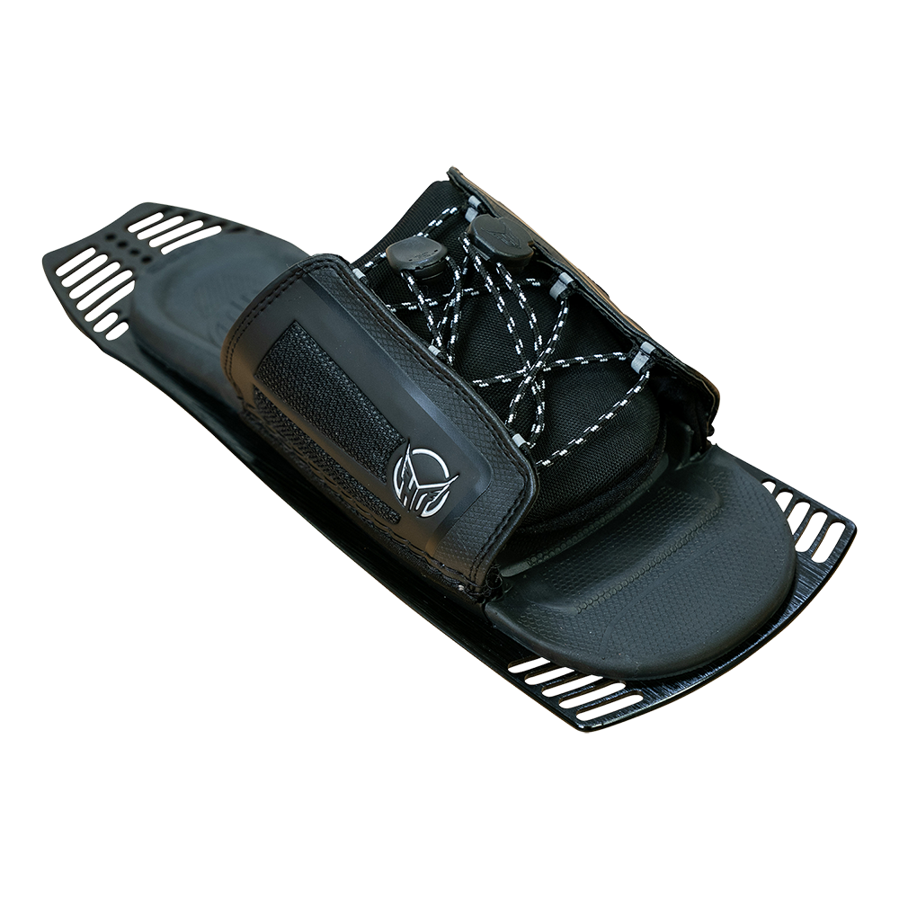 Top view of Stance RTP waterski boot in black with an open-toe design, lace-up closure, and cushioned footbed.