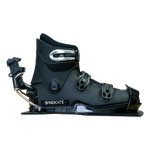 Left-side view of the Syndicate Hardshell boot, black with adjustable buckles, reinforced shell, and rear release mechanism.