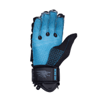 Palm view of Syndicate Legend Inside Out glove showing a blue grip surface with reinforced stitching and black finger loops.