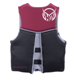 Back view of the Men’s System life vest featuring a burgundy upper panel, black lower section, and white HO Sports logo.