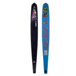 Top-down view of the Future Omni Monster 2023 water ski displaying the black deck and bold monster illustration.