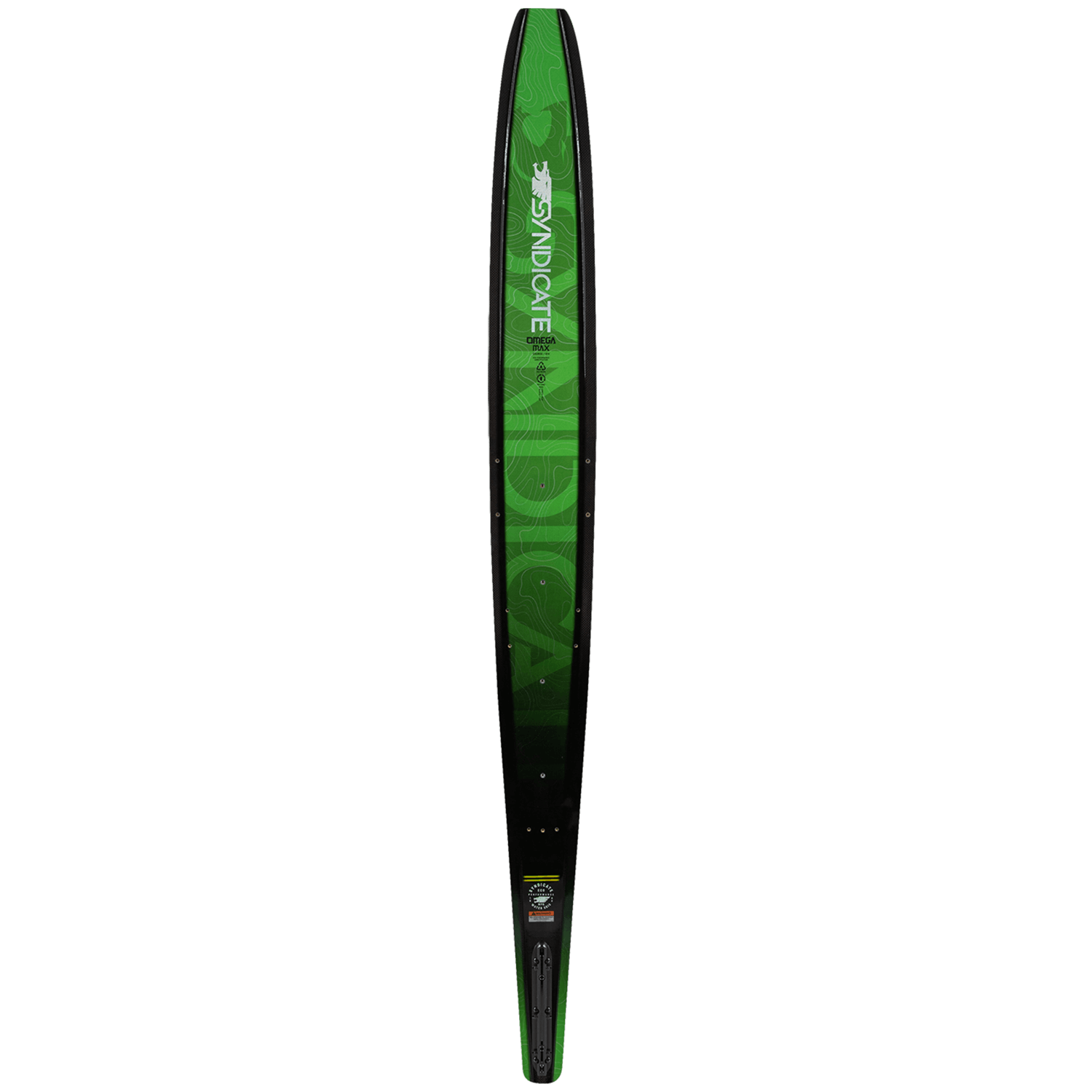 Top view of the Syndicate Omega Max, showing a green and black design with topographic graphics.